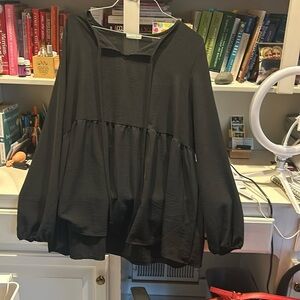 Long sleeves black blouse. 1X